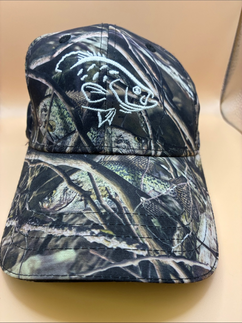 Camo Fish Embroidered Baseball Cap - Green/Black